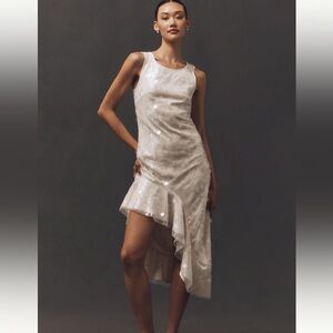 Anthropologie Cream Asymmetrical Dress